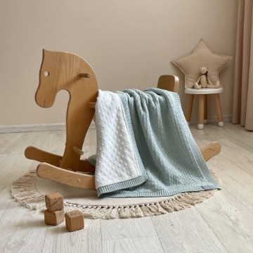 Paturica bebe Confort din bumbac si tesatura minky verde menta